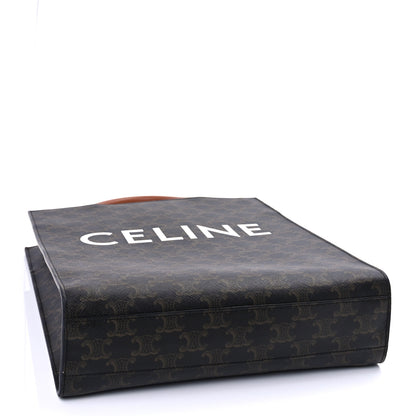 Celine Triomphe Canvas Calfskin Small Vertical Cabas Tan 3 of 8