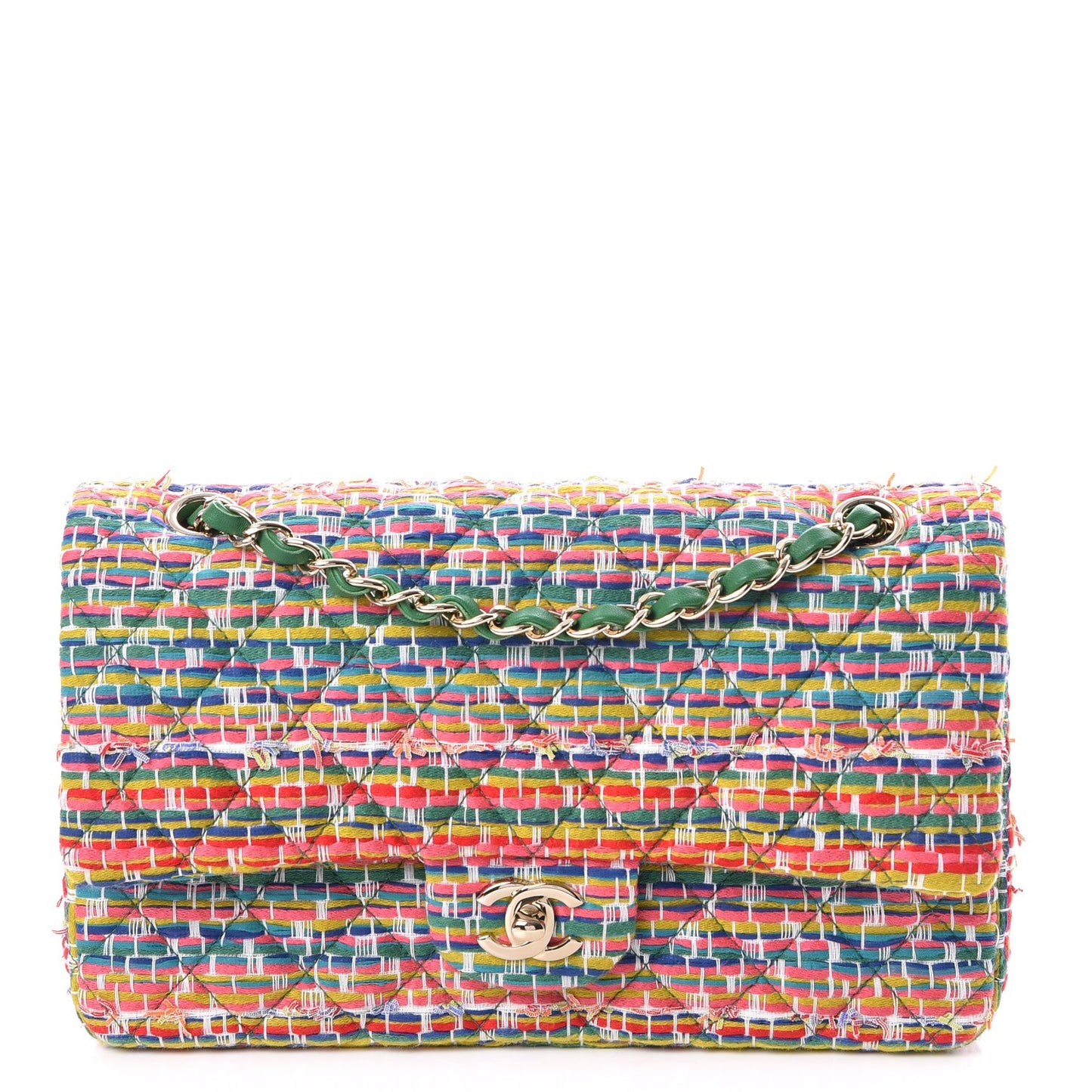 Tweed Quilted Medium Double Flap Multicolor