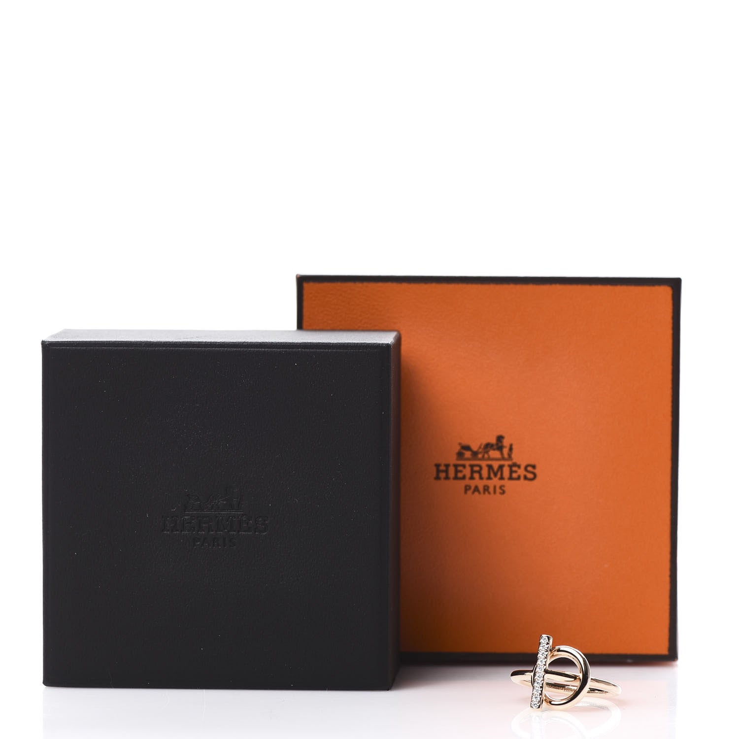 Hermes 18K Rose Gold Diamond PM Echappee Ring 54 6.75 7 of 7