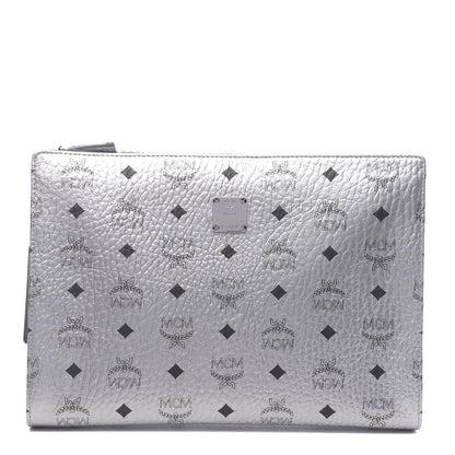 MCM Metallic Visetos Zip Pouch Silver 1 of 9