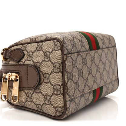 Gucci GG Supreme Monogram Textured Dollar Calfskin Web Mini Ophidia Top Handle Bag Beige Ebony New Acero 8 of 9
