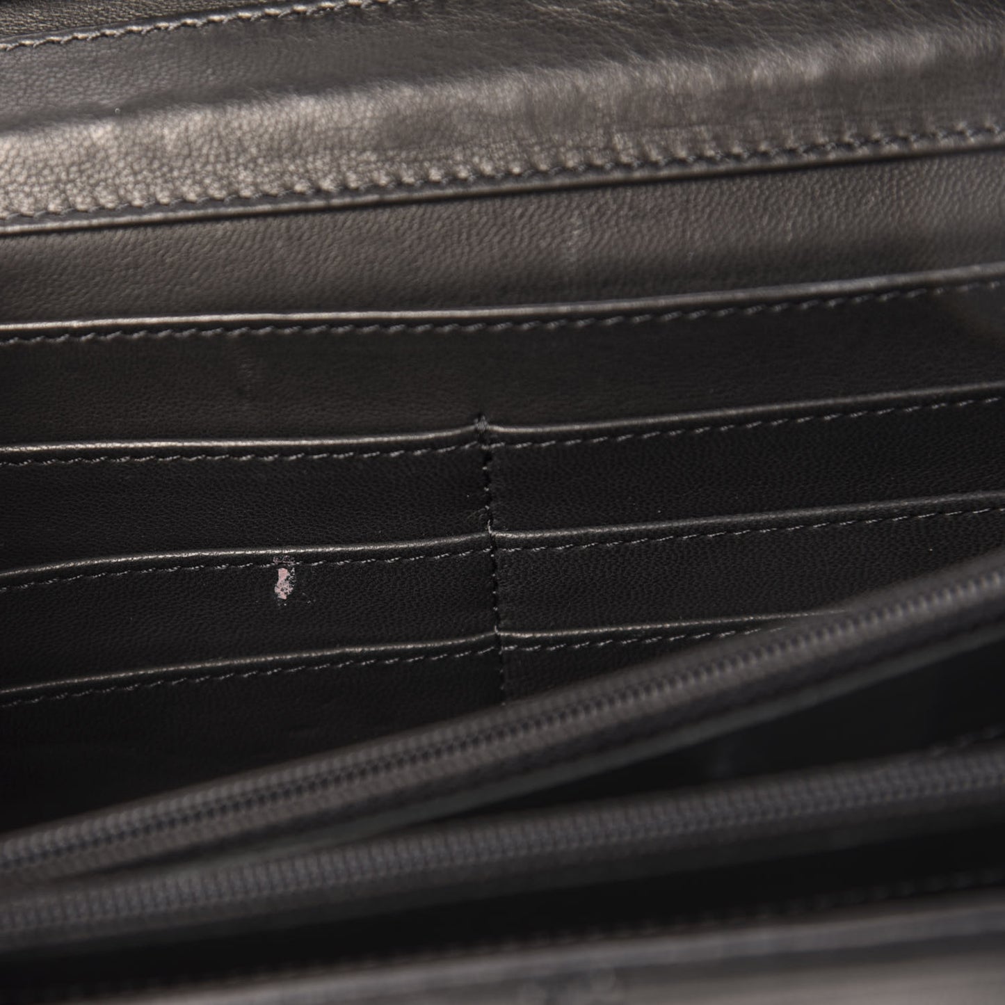 Lambskin Stitched Orient Express Wallet on Chain WOC Black