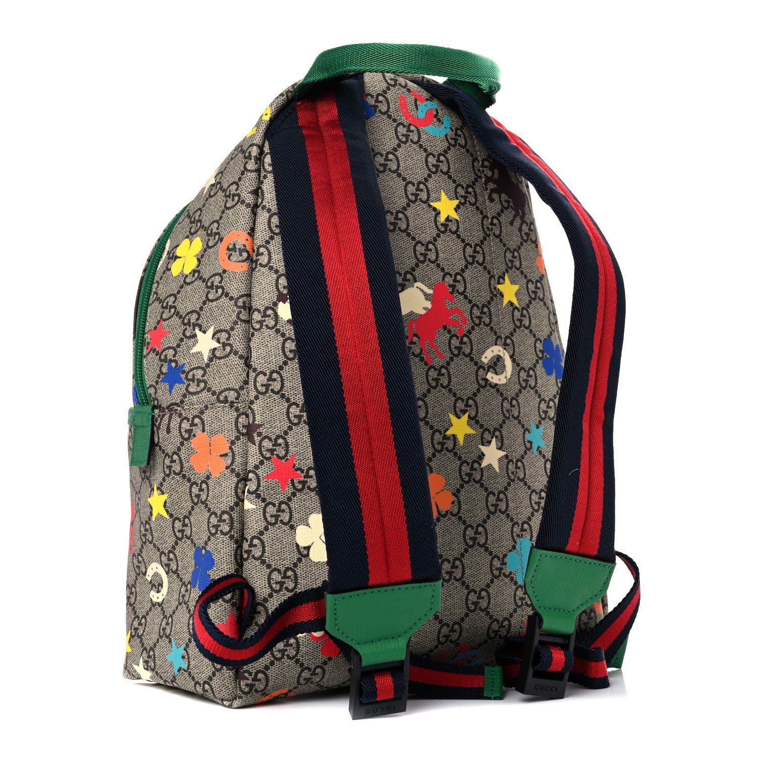 Gucci GG Supreme Monogram Ranch Childrens Backpack Beige Ebony Multicolor New Shamarock 3 of 11