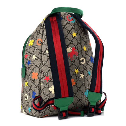 Gucci GG Supreme Monogram Ranch Childrens Backpack Beige Ebony Multicolor New Shamarock 3 of 11