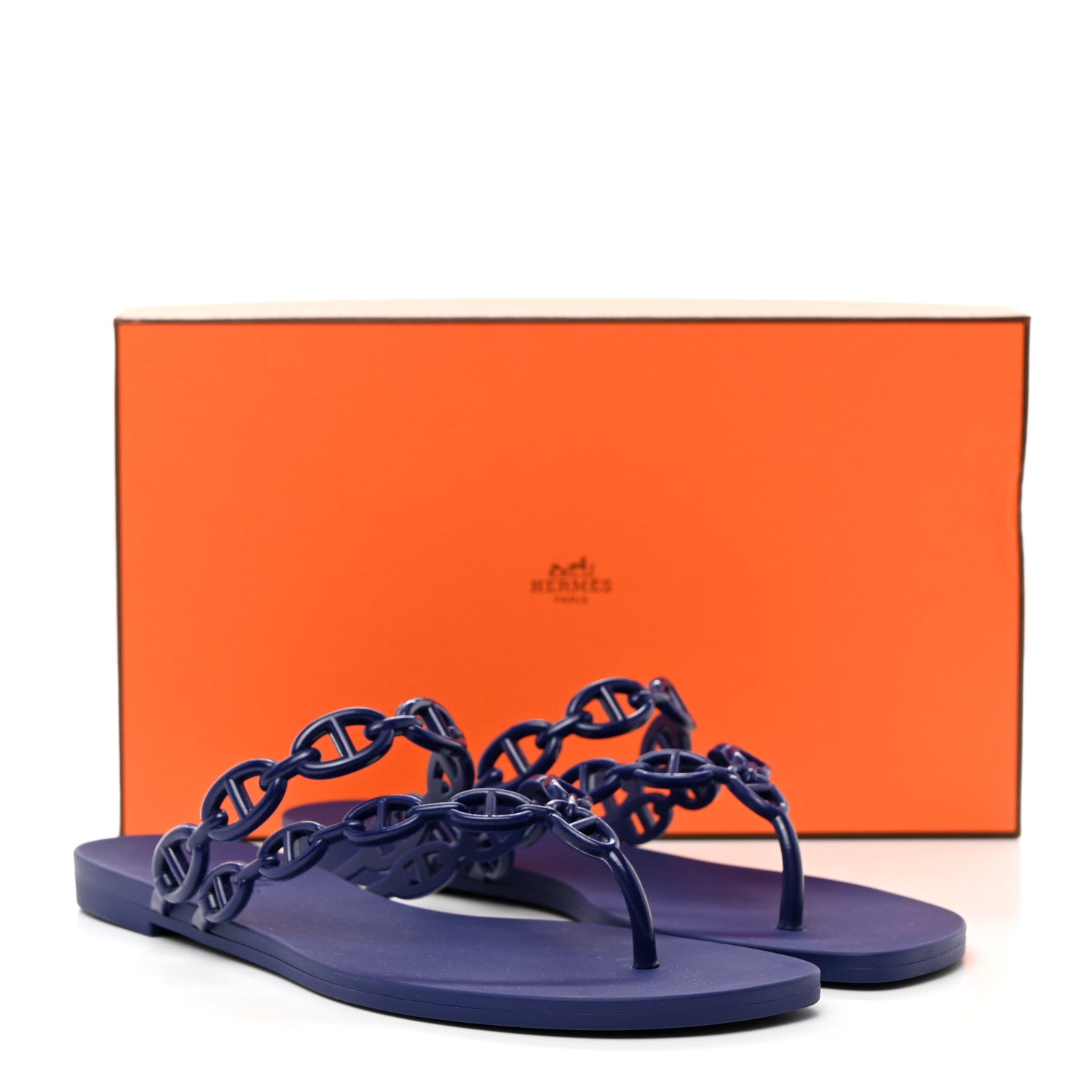 Hermes Rubber Chaine d'Ancre Island Sandals 38 Bleu Smalt 8 of 8