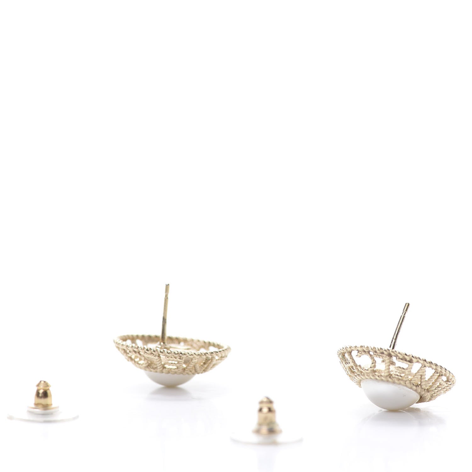 Chanel Pearl CC Round Rope Logo Earrings Gold 3 of 5