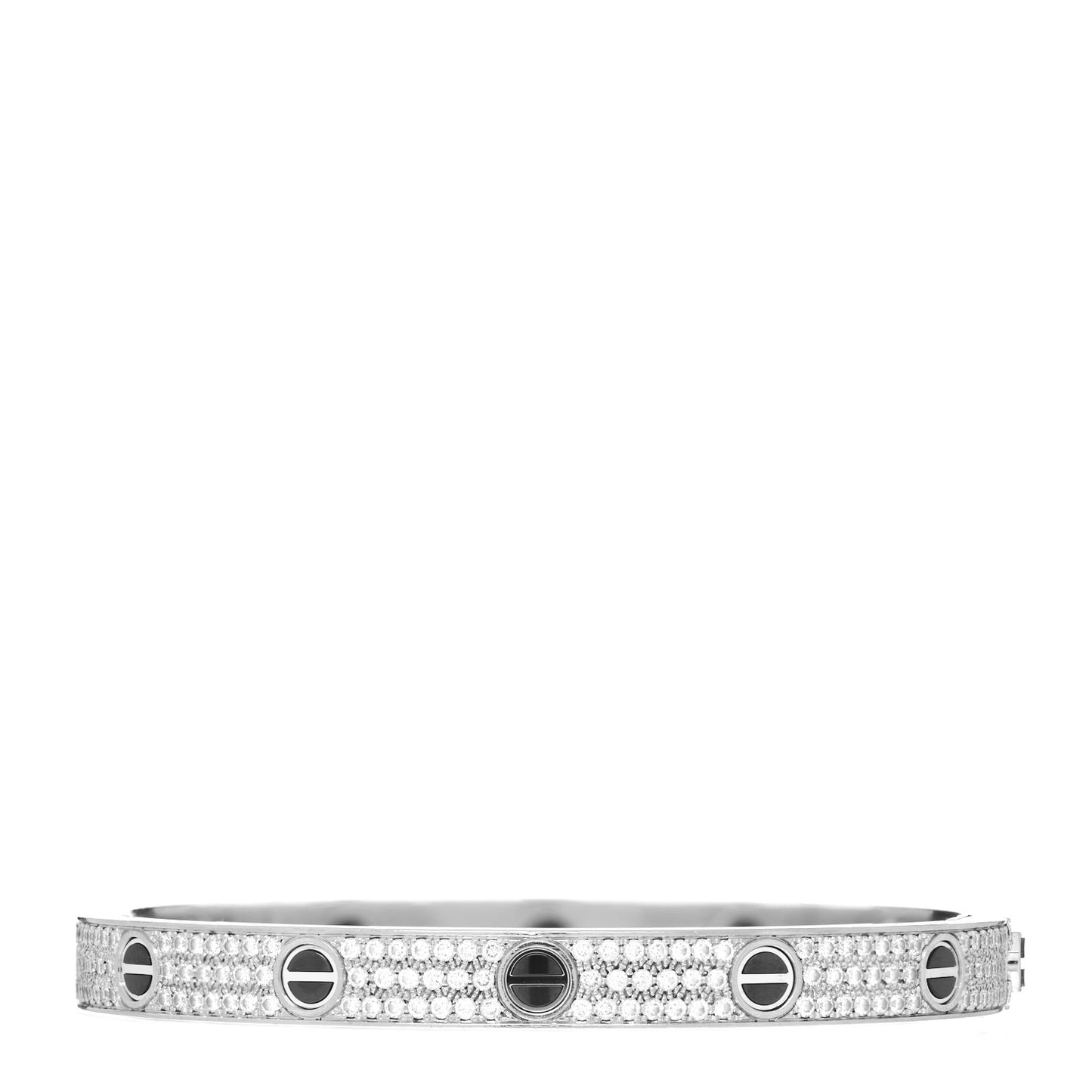 18K White Gold Diamond Ceramic LOVE Paved Bracelet 18