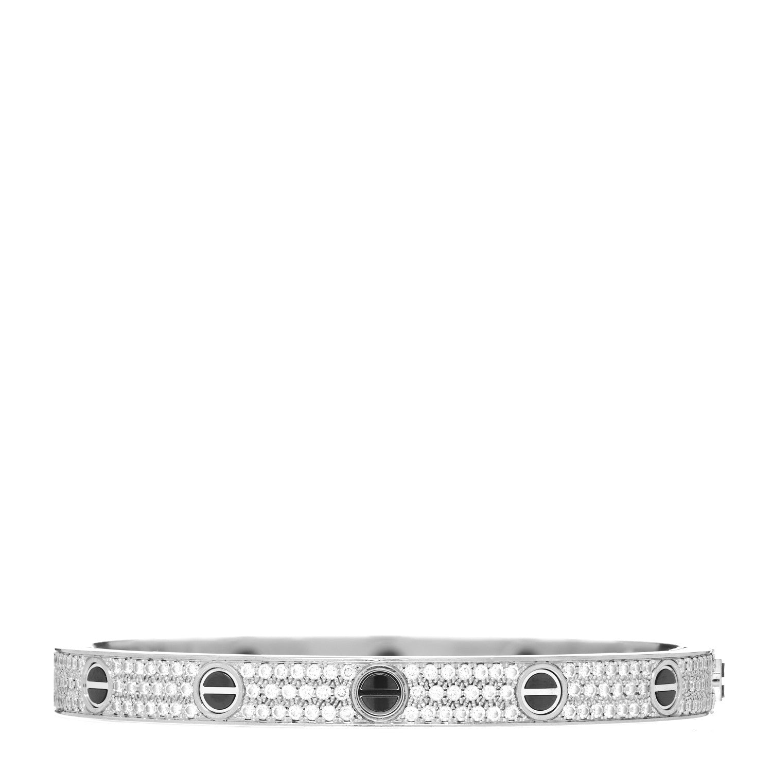 Cartier 18K White Gold Diamond Ceramic LOVE Paved Bracelet 18 3 of 4