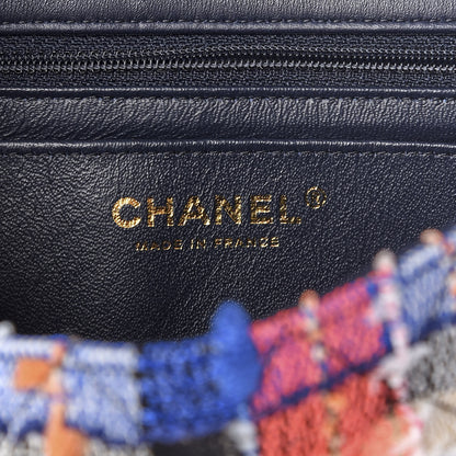 Chanel Tweed Quilted Mini Rectangular Flap Blue Orange Yellow 5 of 10