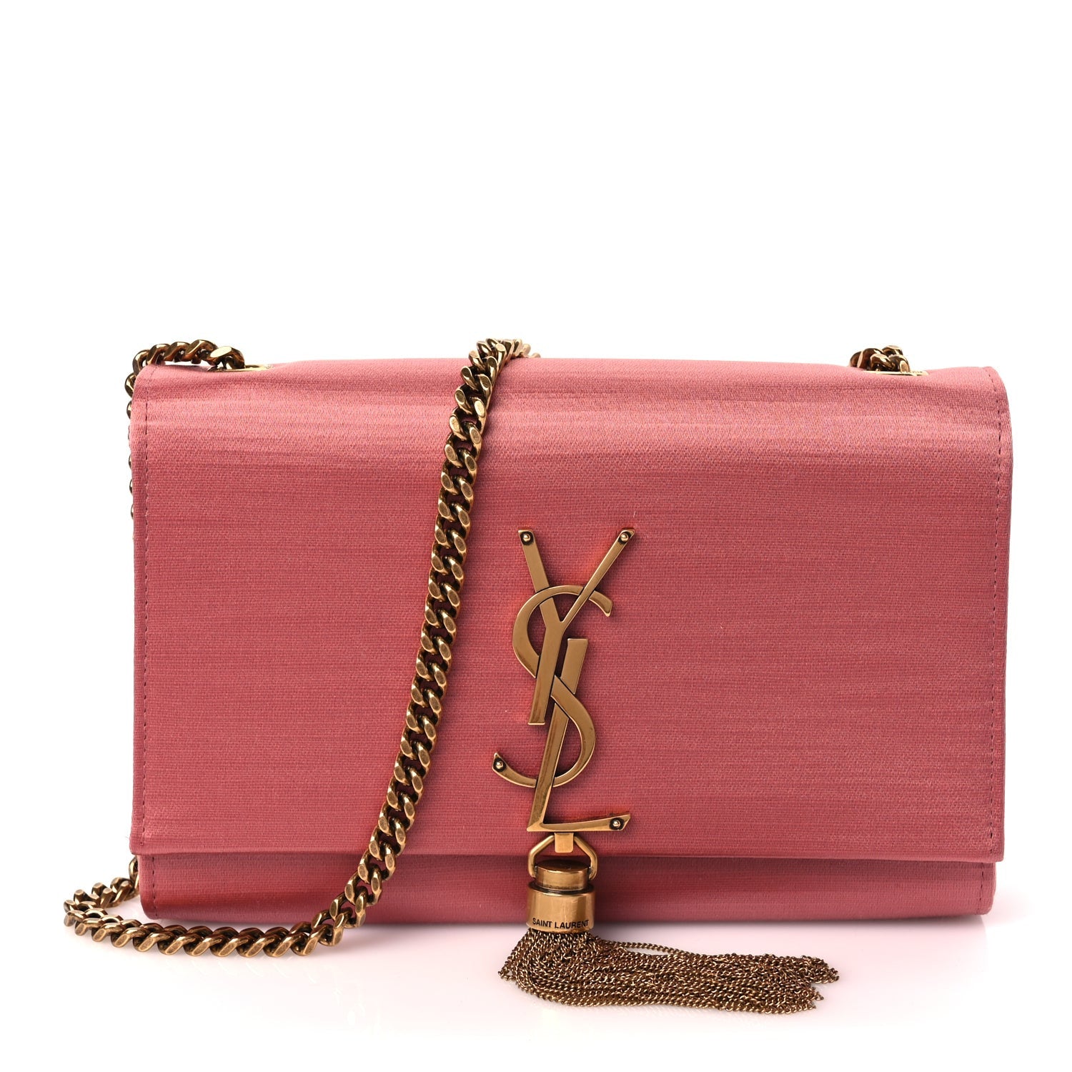 Saint Laurent Satin Small Classic Monogram Kate Tassel Satchel Coral Rose 1 of 8
