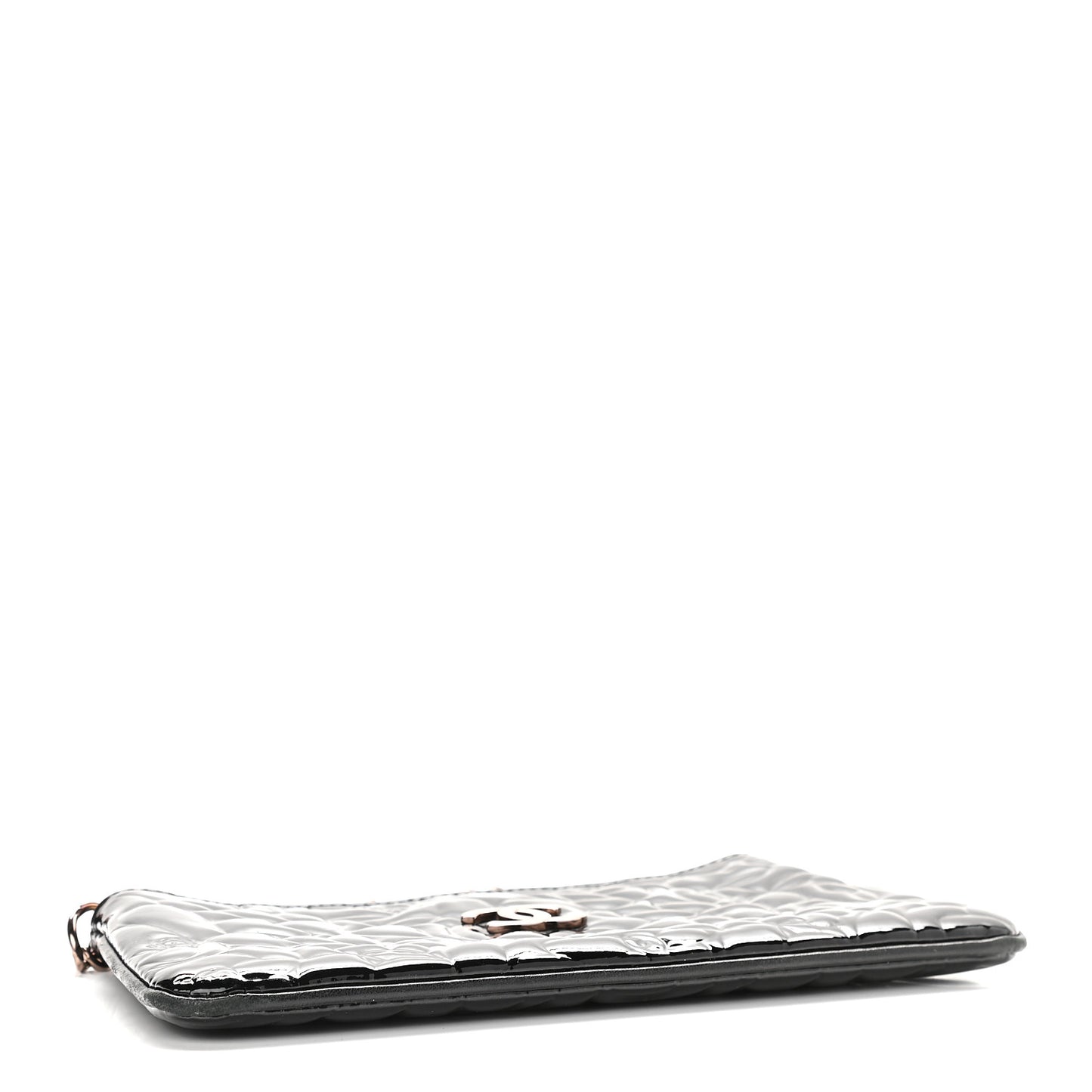 Patent Camellia Embossed Pochette Black