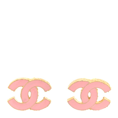 Chanel Metal Enamel CC Earrings Pink Gold 1 of 5
