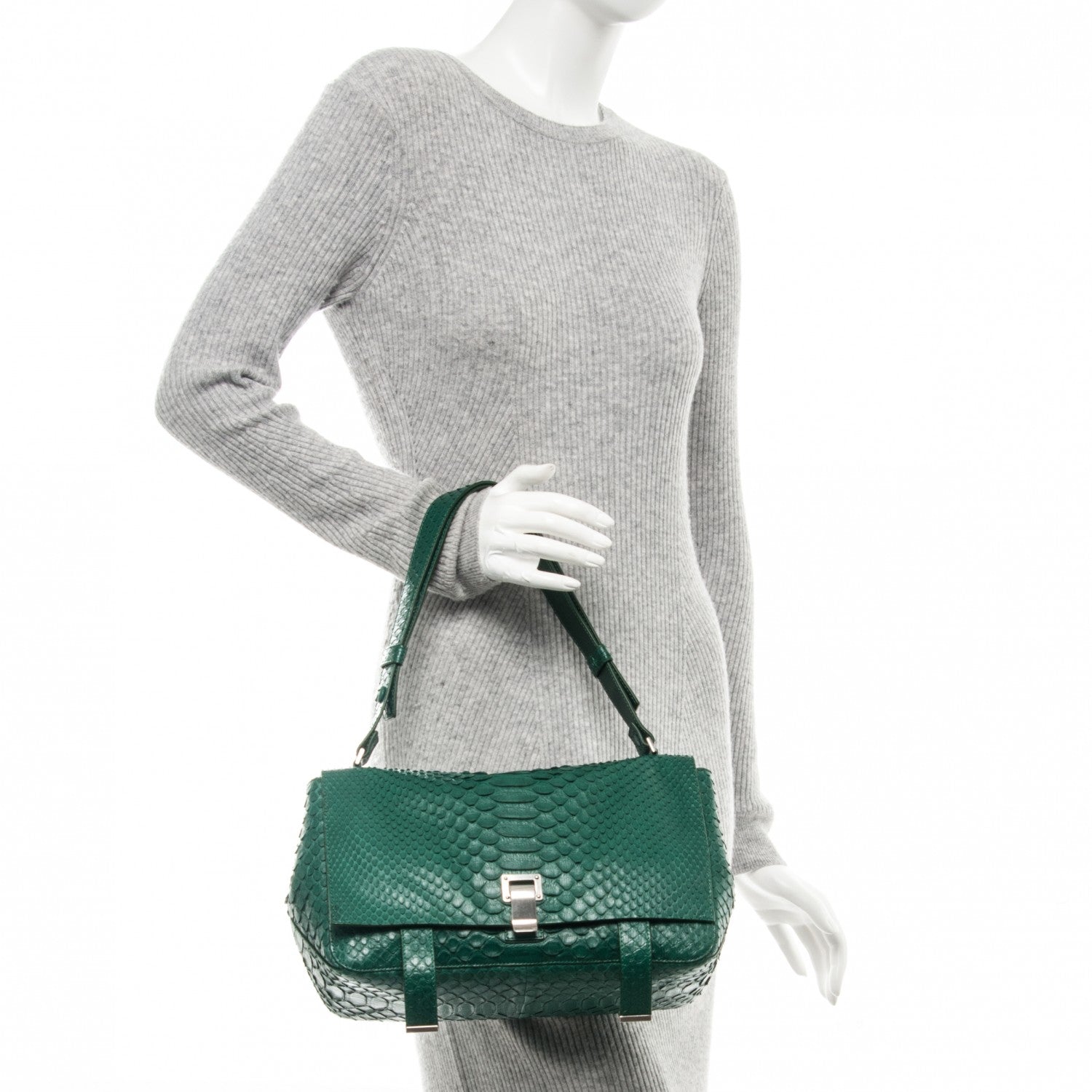 Proenza Schouler Python PS Courier Bag Green 2 of 7