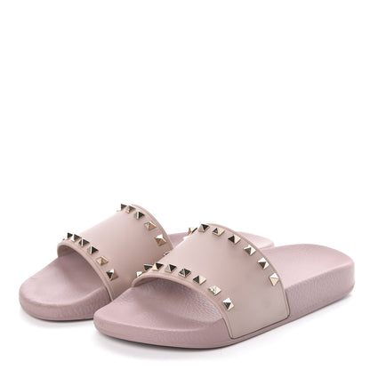 Valentino Garavani Rubber Rockstud Slide Sandals 39 Poudre 3 of 6