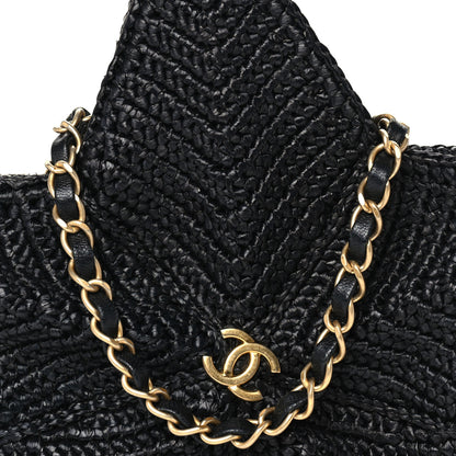 Chanel Raffia Star Coco Beach Bag Black 7 of 9