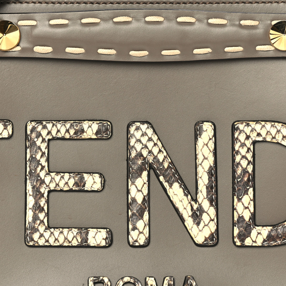 Fendi Vitello King Elaphe Python Print Logo Medium By The Way Boston Bag  Tartufo Daisy Roccia 6 of 8