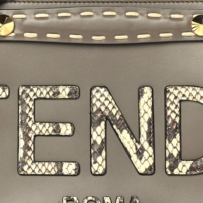 Fendi Vitello King Elaphe Python Print Logo Medium By The Way Boston Bag  Tartufo Daisy Roccia 6 of 8