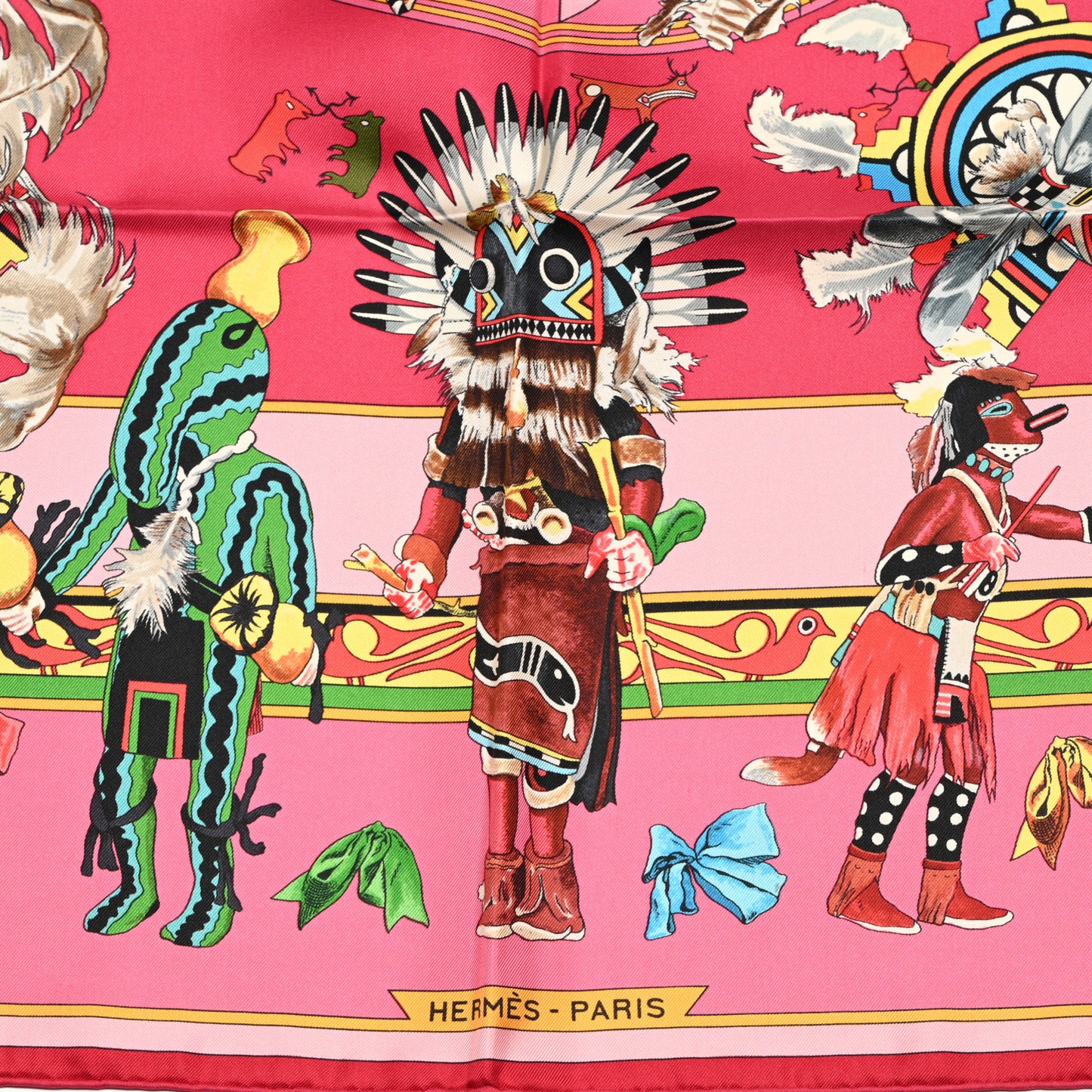 Silk Kachinas Wash Scarf 90 Rose Vert