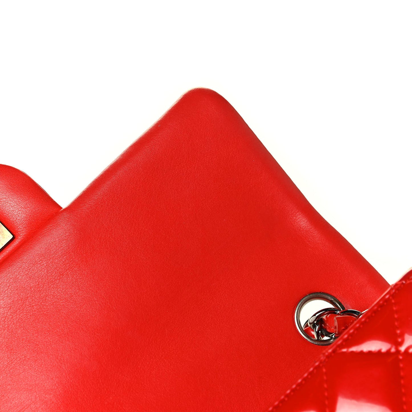 Patent Calfskin Quilted Mini Rectangular Flap Red