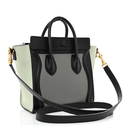 Celine Calfskin Nano Tri-Color Luggage Zinc Almond 3 of 11