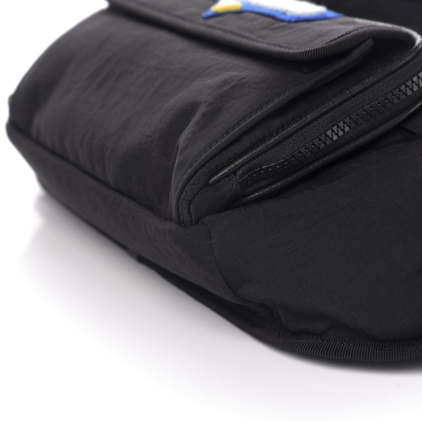 Nylon 80s Logo Patch Belt Bag Black