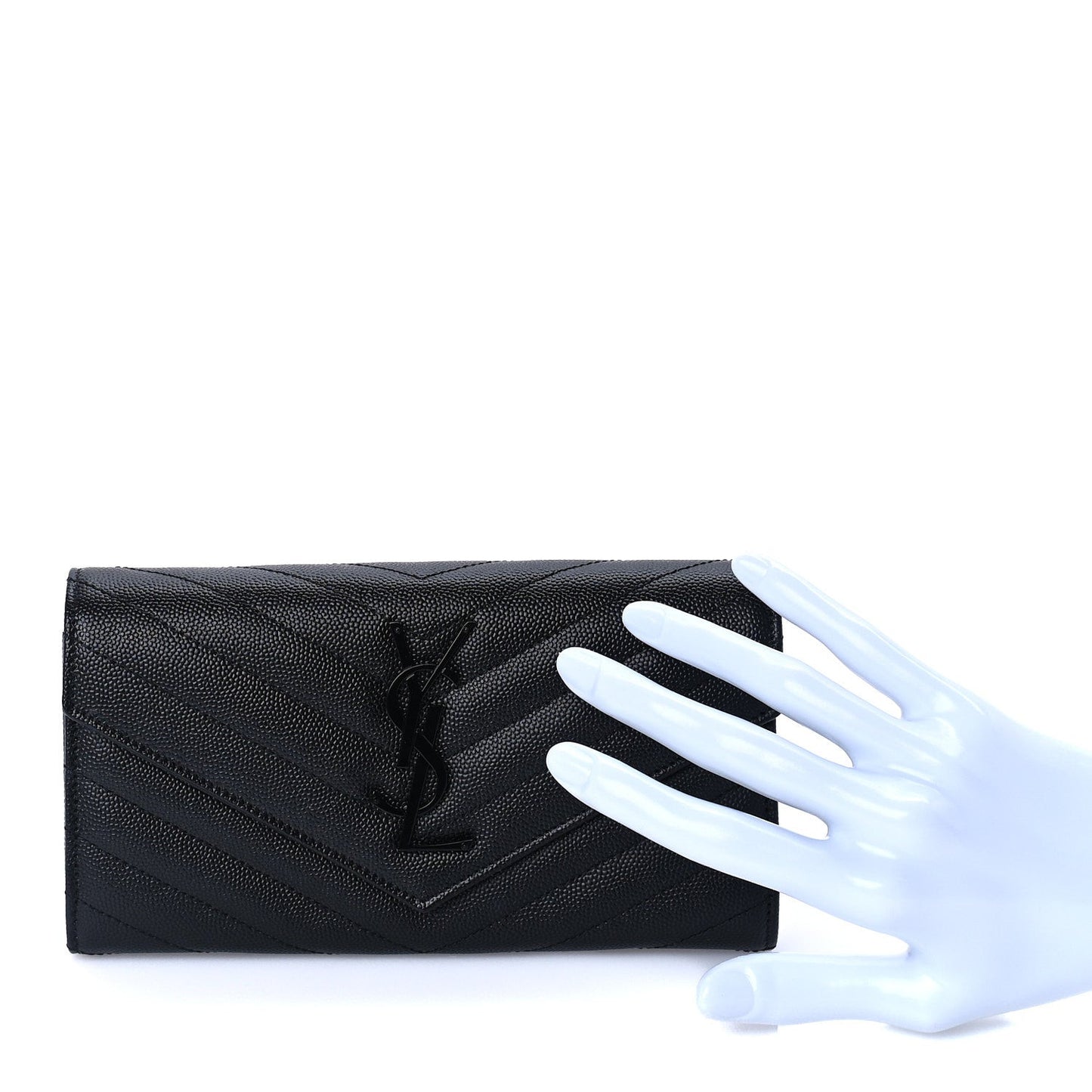 Grain De Poudre Matelasse Chevron Monogram Flap Wallet Black