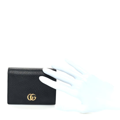 Gucci Pebbled Calfskin GG Marmont Card Case Black 3 of 7