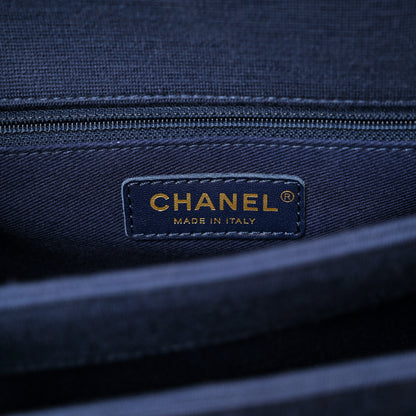Chanel Jersey Chevron Quilted Medium Trendy CC Dual Handle Flap Bag Navy 6 of 10