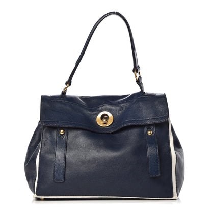 Saint Laurent Calfskin Canvas Medium Muse Two Blue 1 of 16