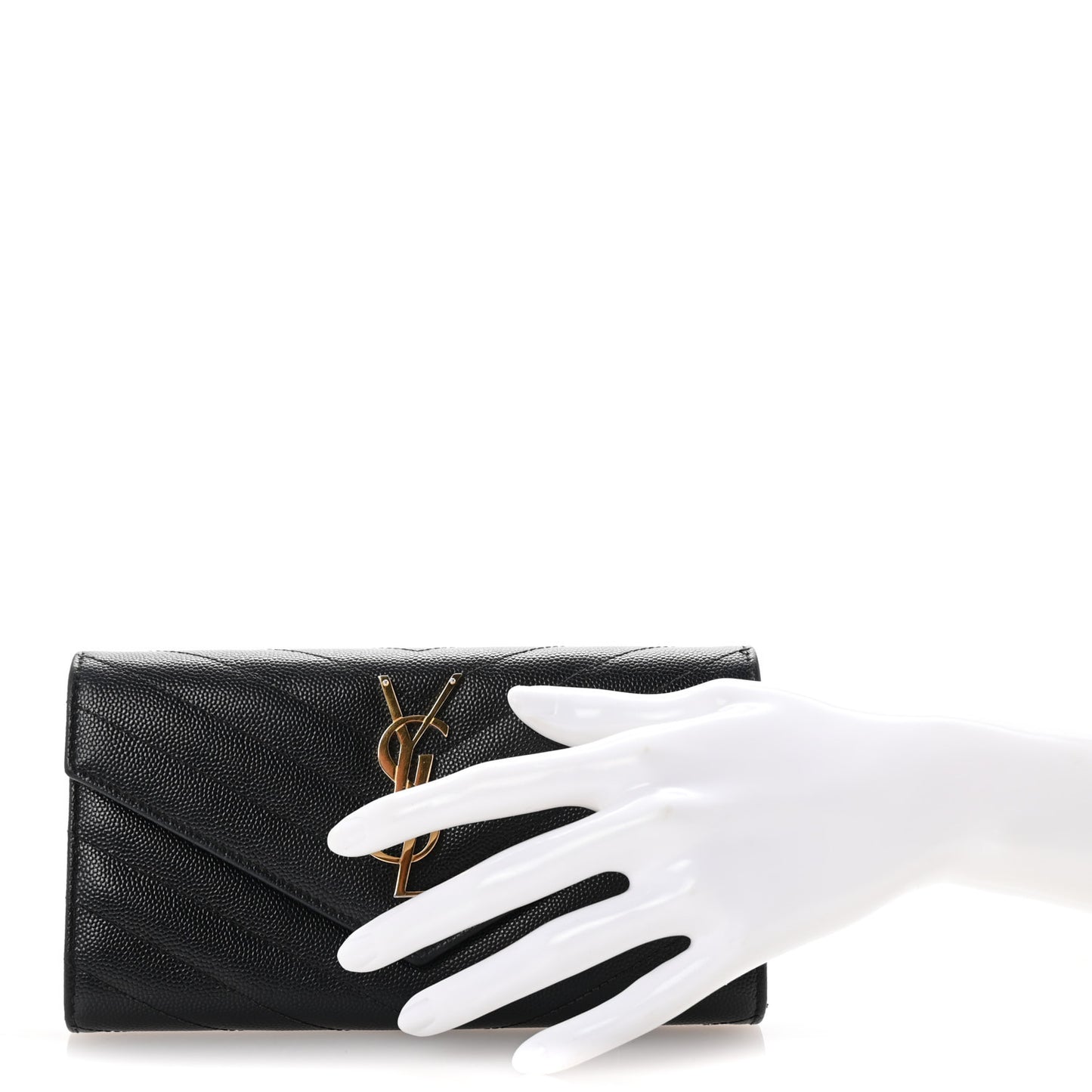 Grain De Poudre Matelasse Chevron Monogram Flap Wallet Black