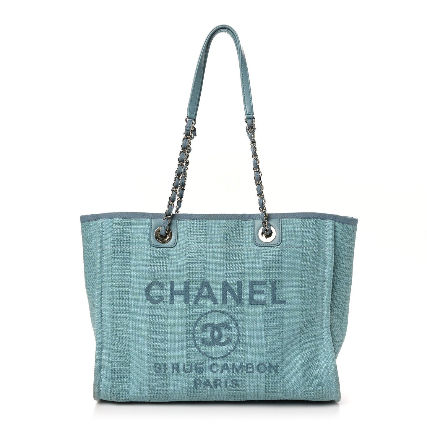 Mixed Fibers Striped Small Deauville Tote Blue