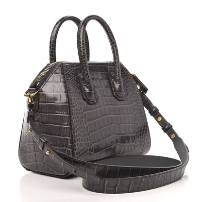 Givenchy Calfskin Crocodile Embossed Mini Antigona Storm Grey 3 of 10