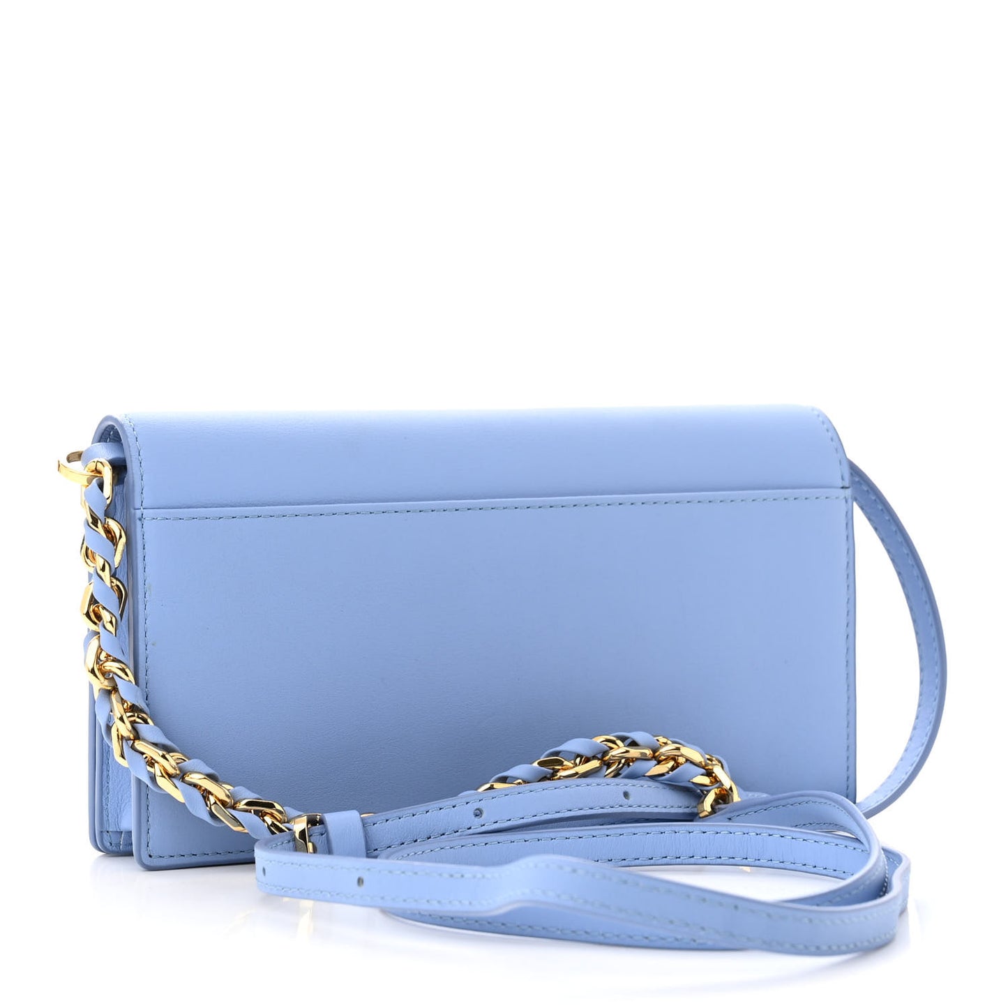 Calfskin Large Diamond Wallet On Chain Blue