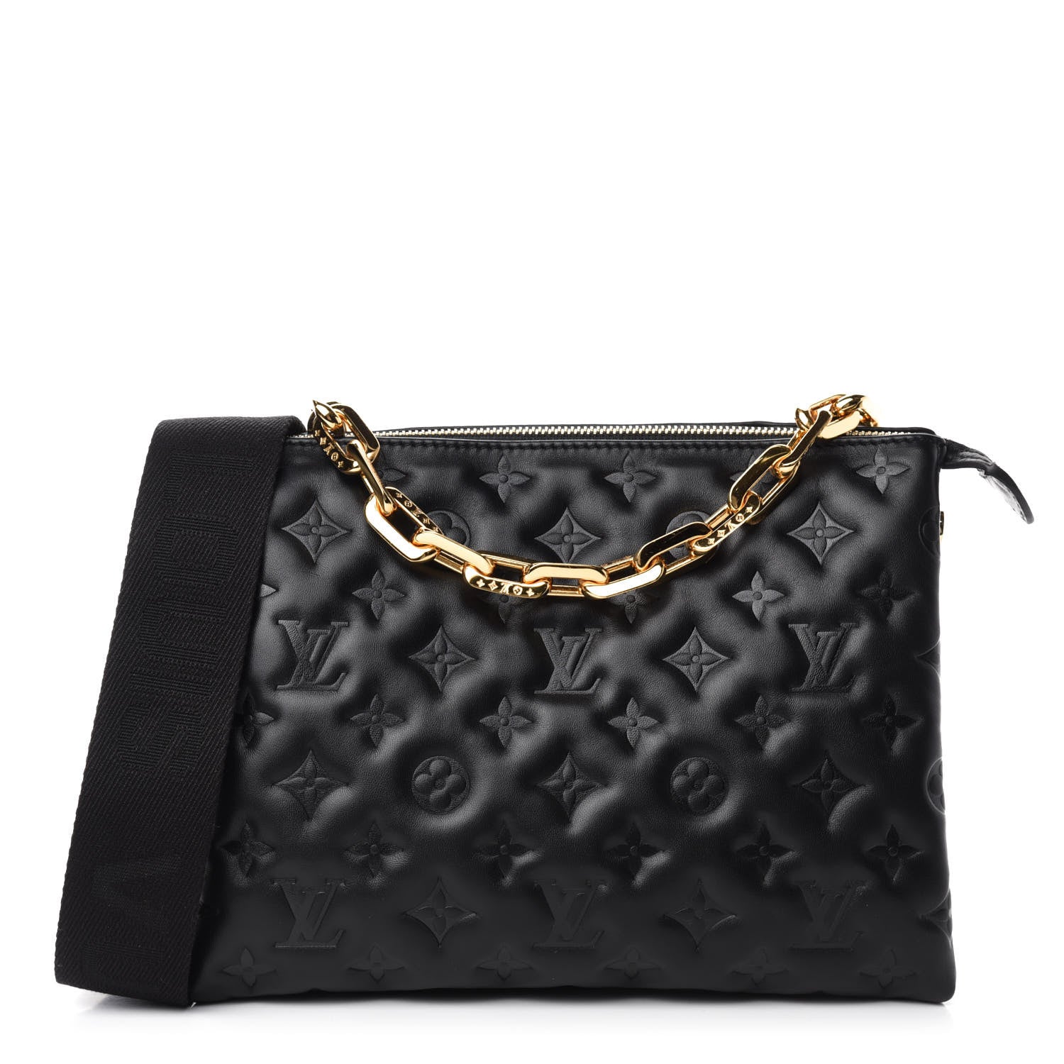 Louis Vuitton Lambskin Embossed Monogram Coussin PM Black 1 of 10