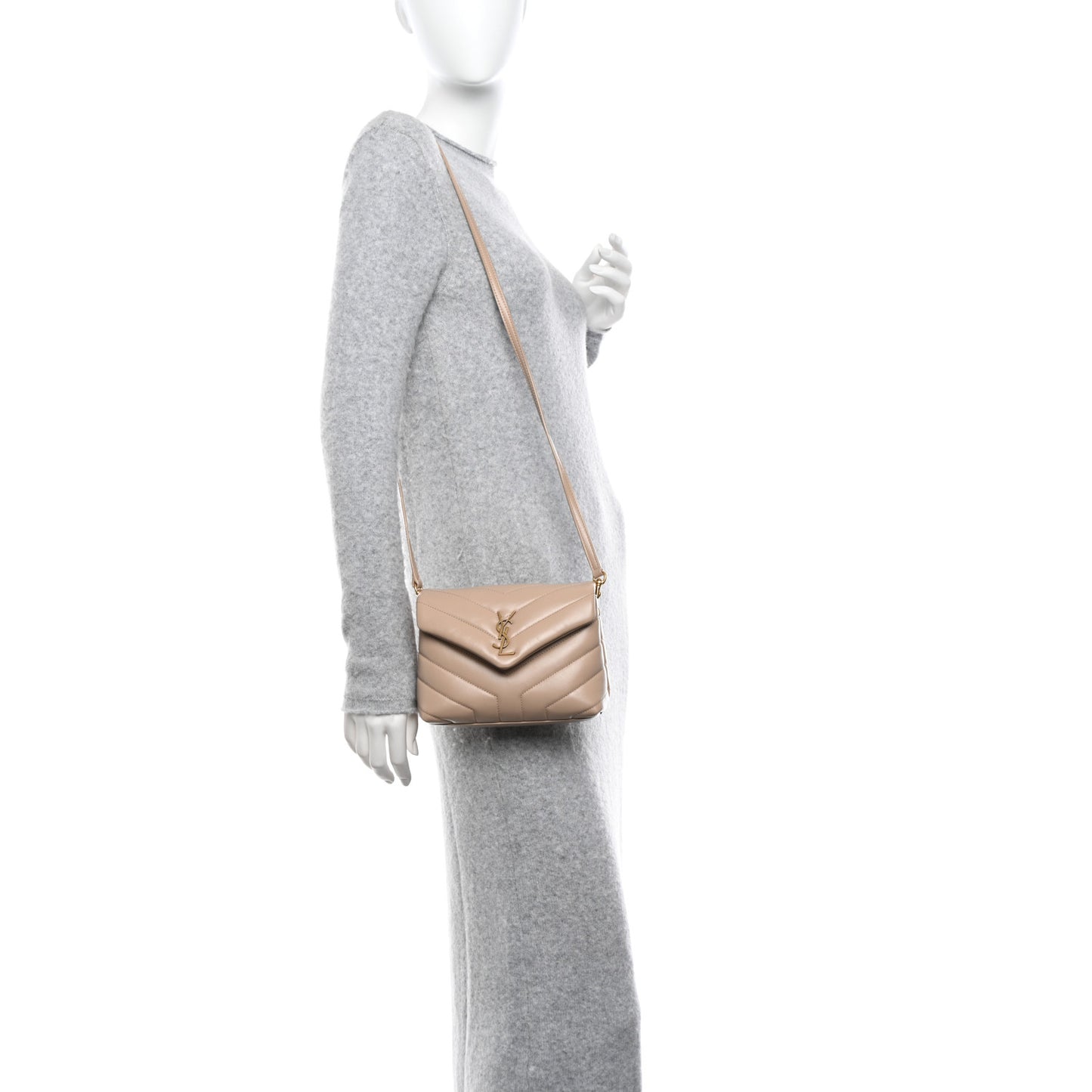 Calfskin Y Quilted Monogram Toy Loulou Crossbody Bag Dark Beige