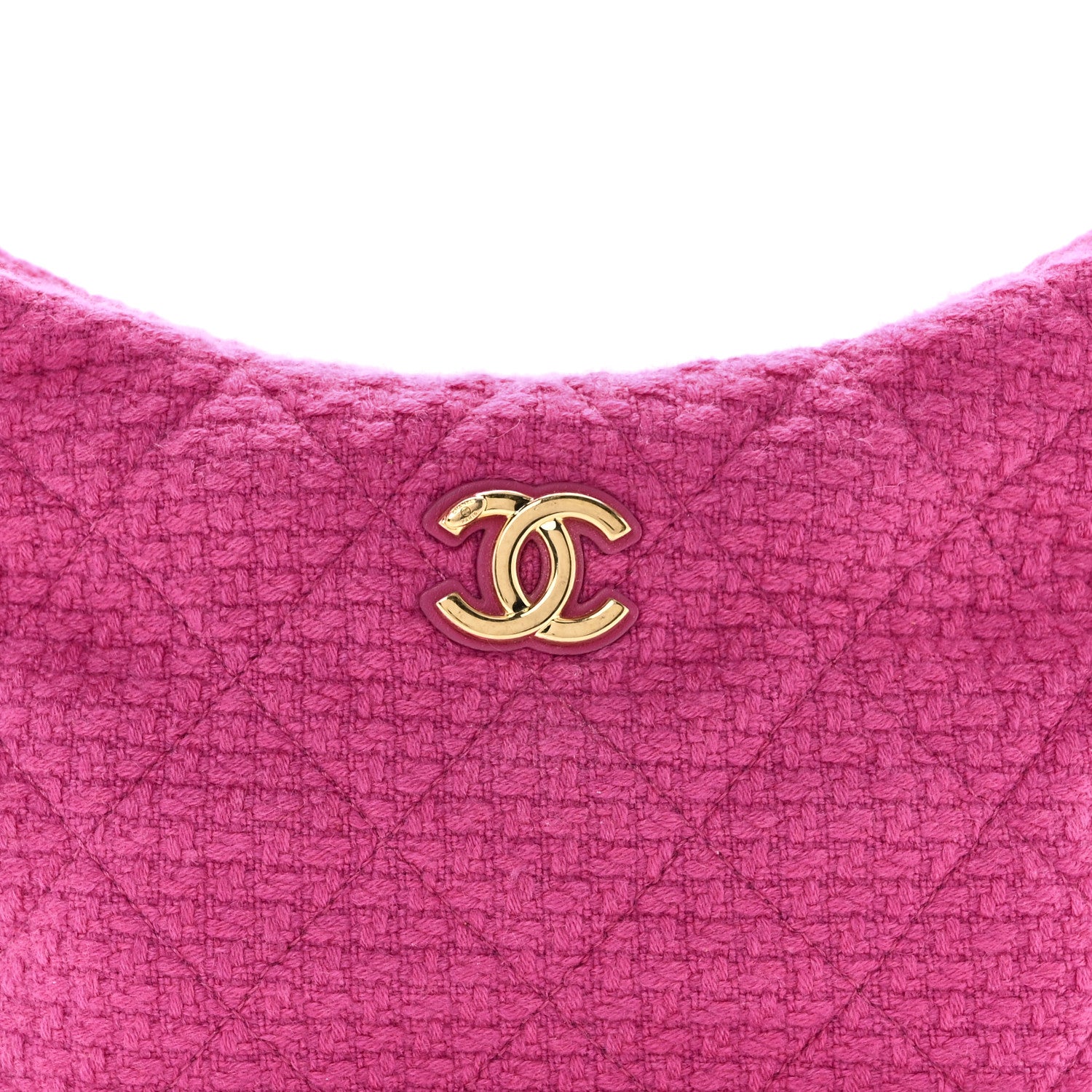 Chanel Cashmere Tweed Quilted CC Links Hobo Fuchsia 8 of 10