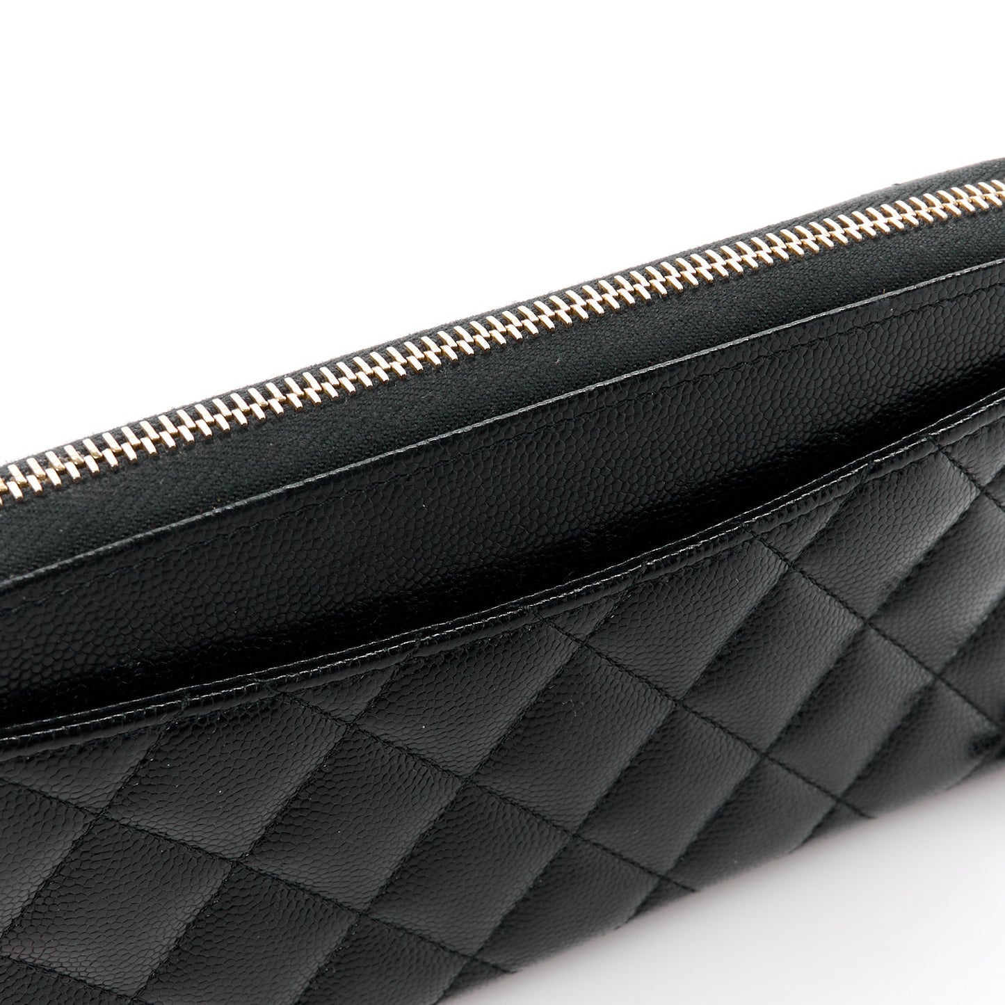 Caviar Quilted Pearl Coco Candy Large Gusset Zip Black