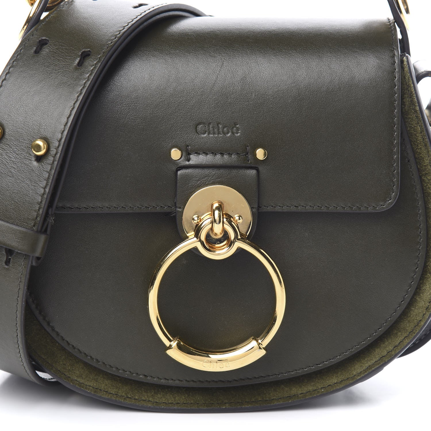 Chloe Calfskin Suede Small Tess Bag Deep Forest 13 of 13