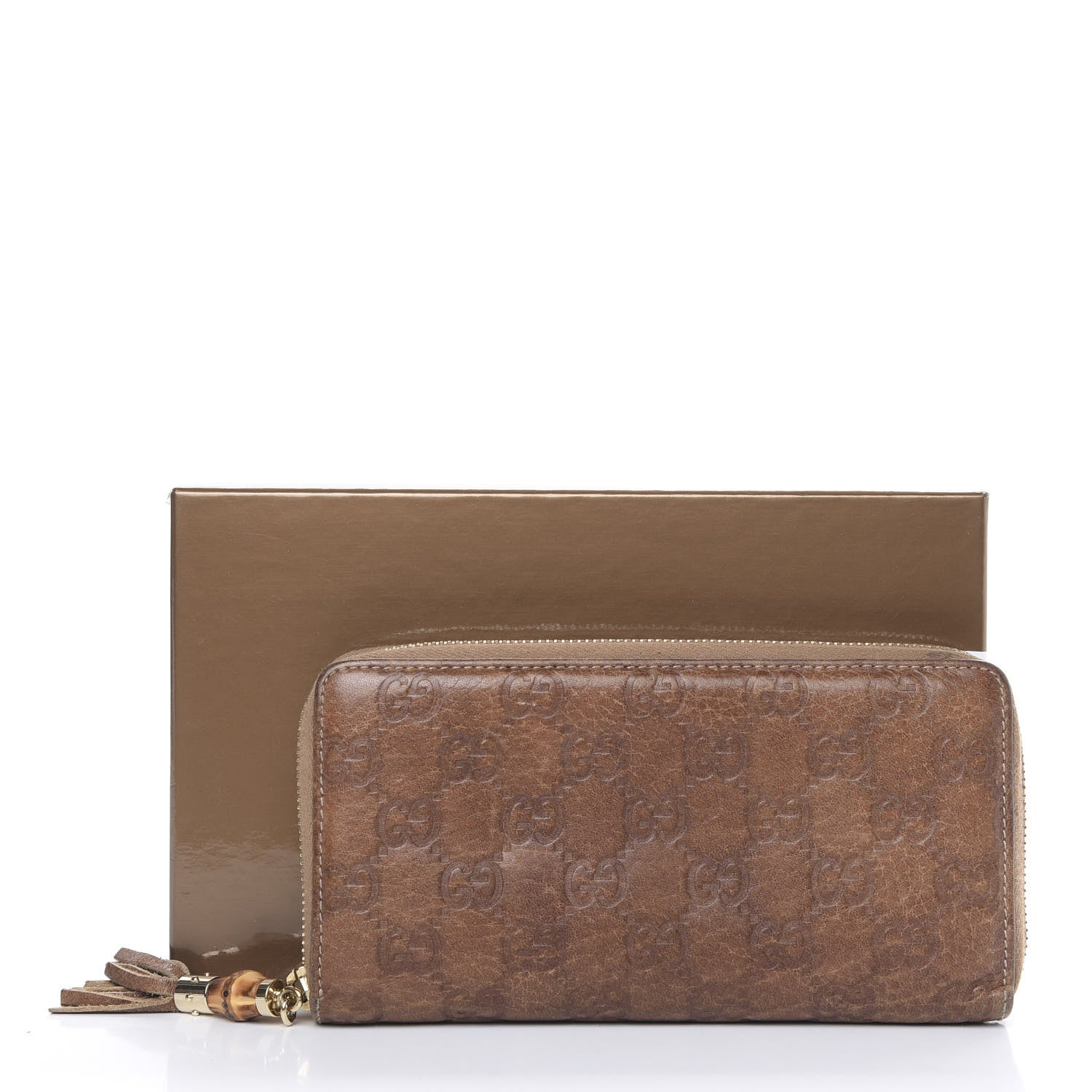 Gucci Guccissima Bamboo Tassel Zip Around Wallet Light Brown 15 of 15