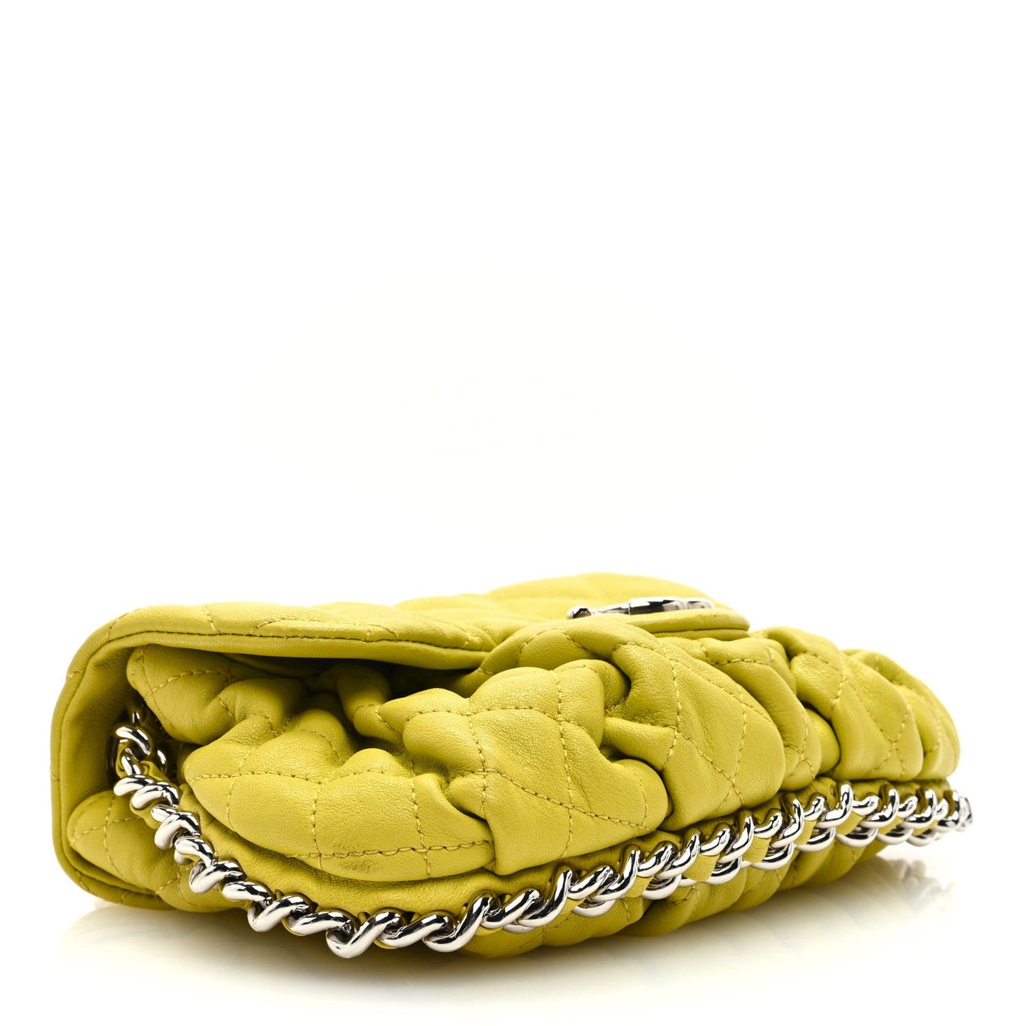 Washed Lambskin Quilted Mini Chain Around Flap Yellow