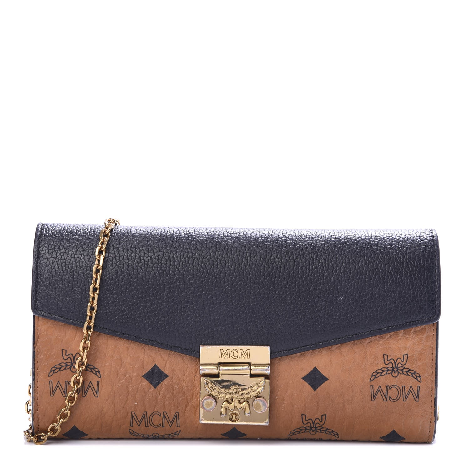 MCM Visetos Large Patricia Wallet On Chain Cognac Black 1 of 11