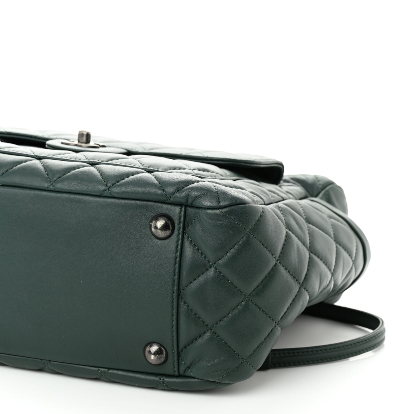 Lambskin Quilted Flap Hobo Dark Green