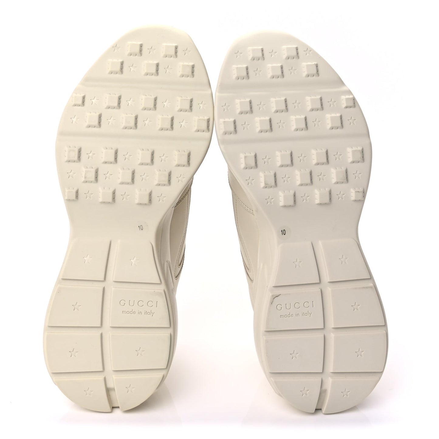 Calfskin Interlocking G Logo Mens Rhyton Sneakers 10  Ivory