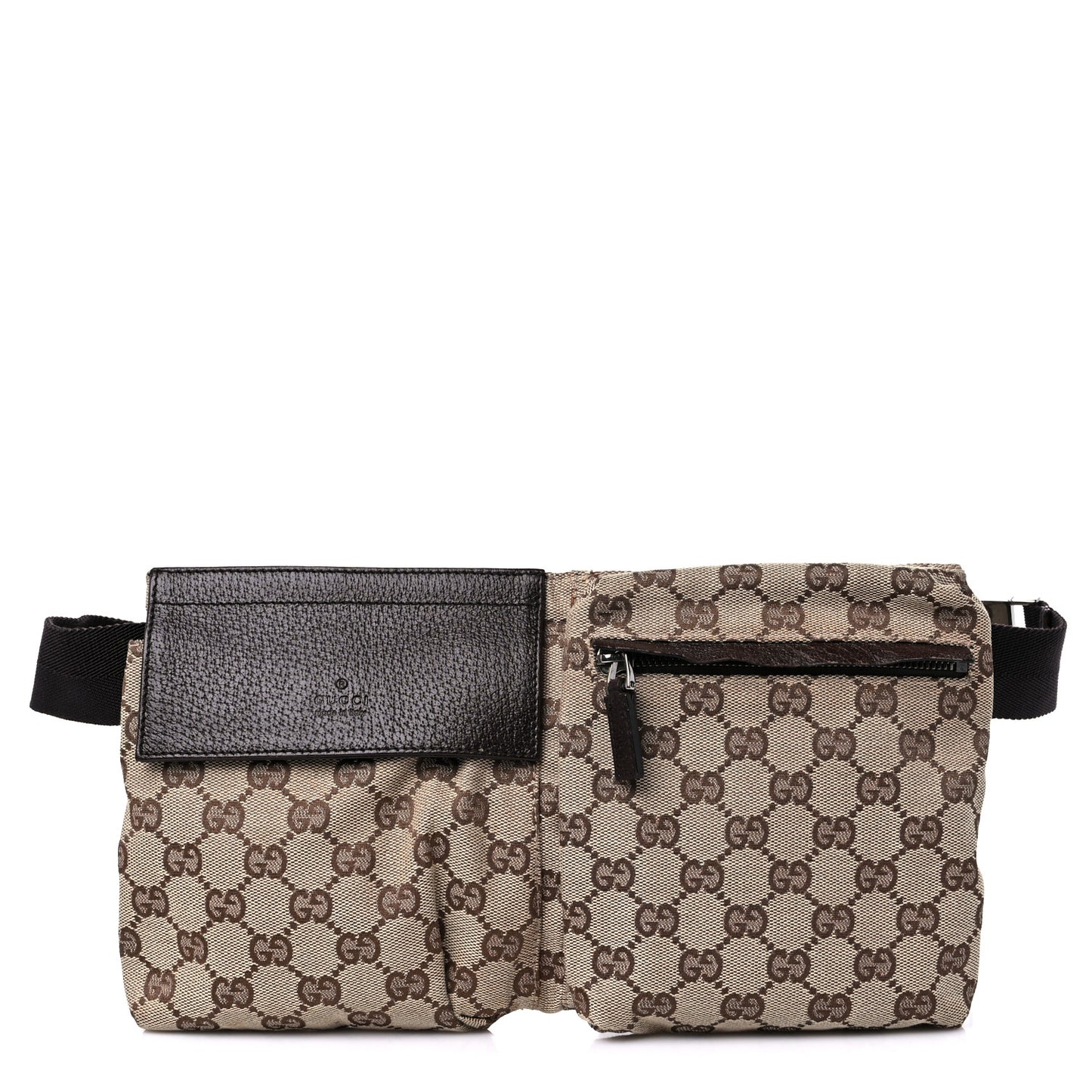GG Monogram Double Pocket Belt Bag Dark Brown
