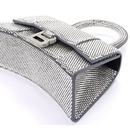 Balenciaga Strass Suede Hourglass Top Handle Bag XS  Smoke Grey Crystal 7 of 8