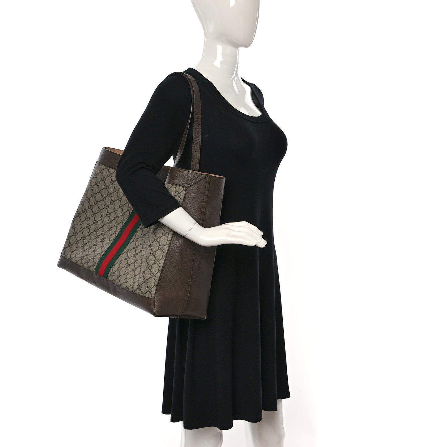 GG Supreme Monogram Web Ophidia Tote Brown