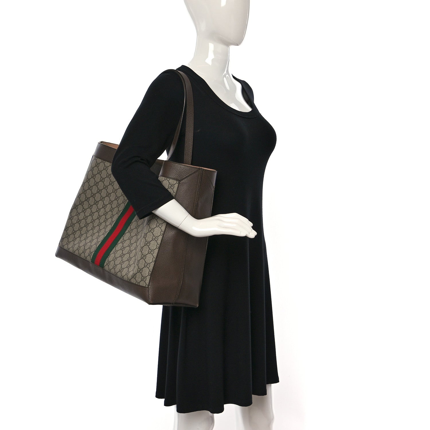 Gucci GG Supreme Monogram Web Ophidia Tote Brown 2 of 13