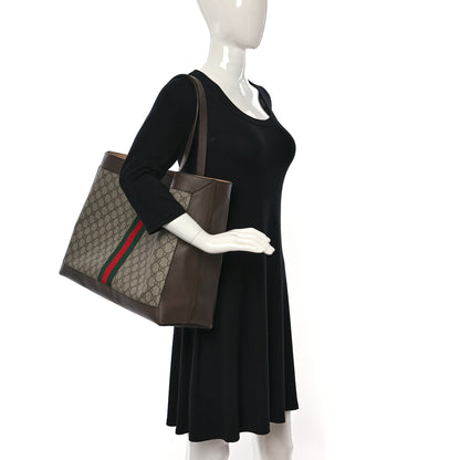 Gucci GG Supreme Monogram Web Ophidia Tote Brown 2 of 13