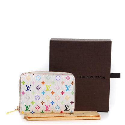 Louis Vuitton Monogram Multicolor Zippy Coin Purse Wallet White Litchi 5 of 8