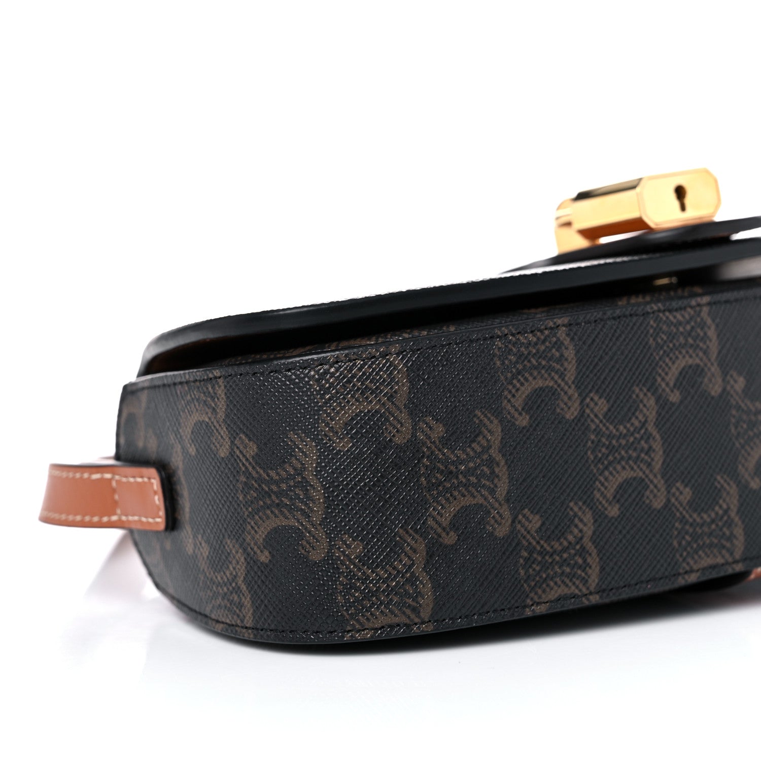 Celine Triomphe Canvas Calfskin Tabou Clutch on Strap Tan 5 of 8